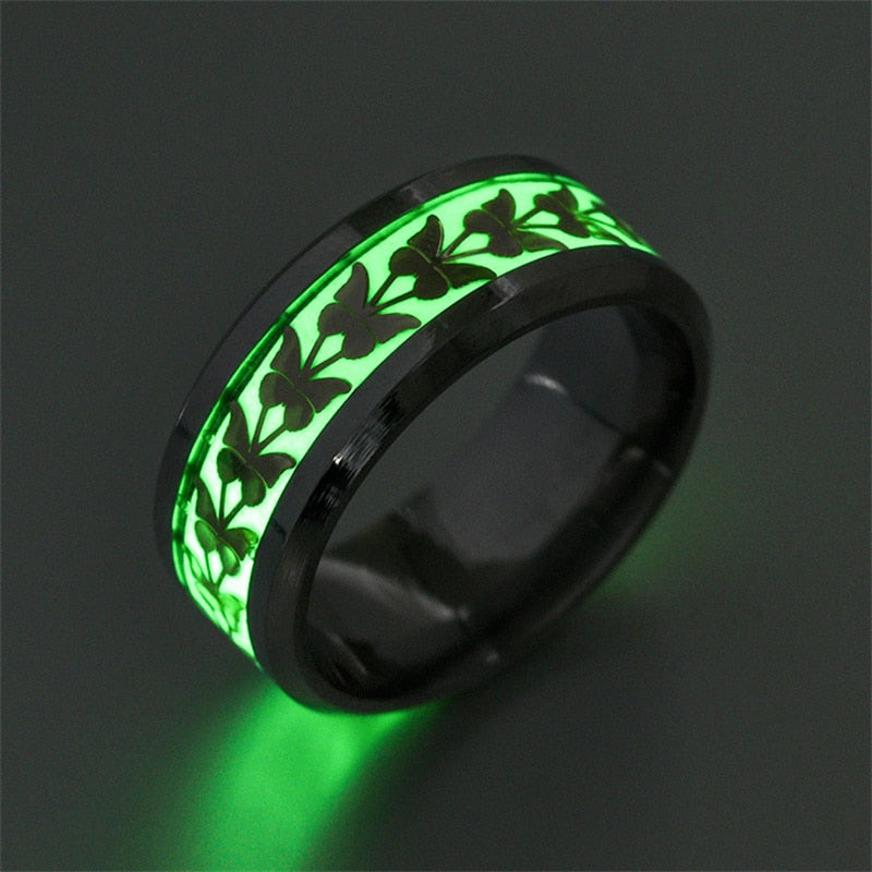 Stainless Steel Luminous Finger Rings Glow In Dark